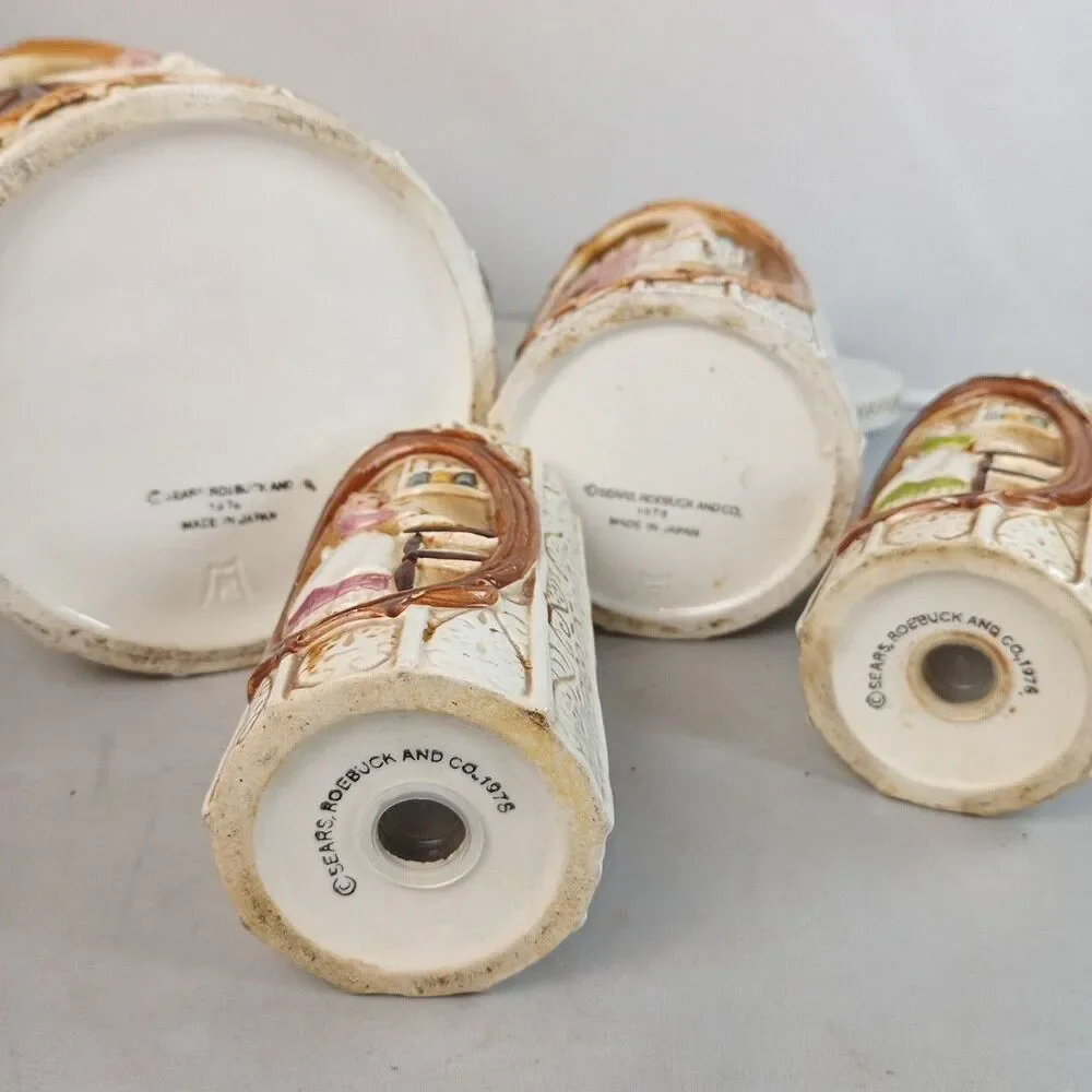 Vintage 1978 SEARS ROEBUCK Pioneer Woman ceramic kitchen canisters Salt Pepper